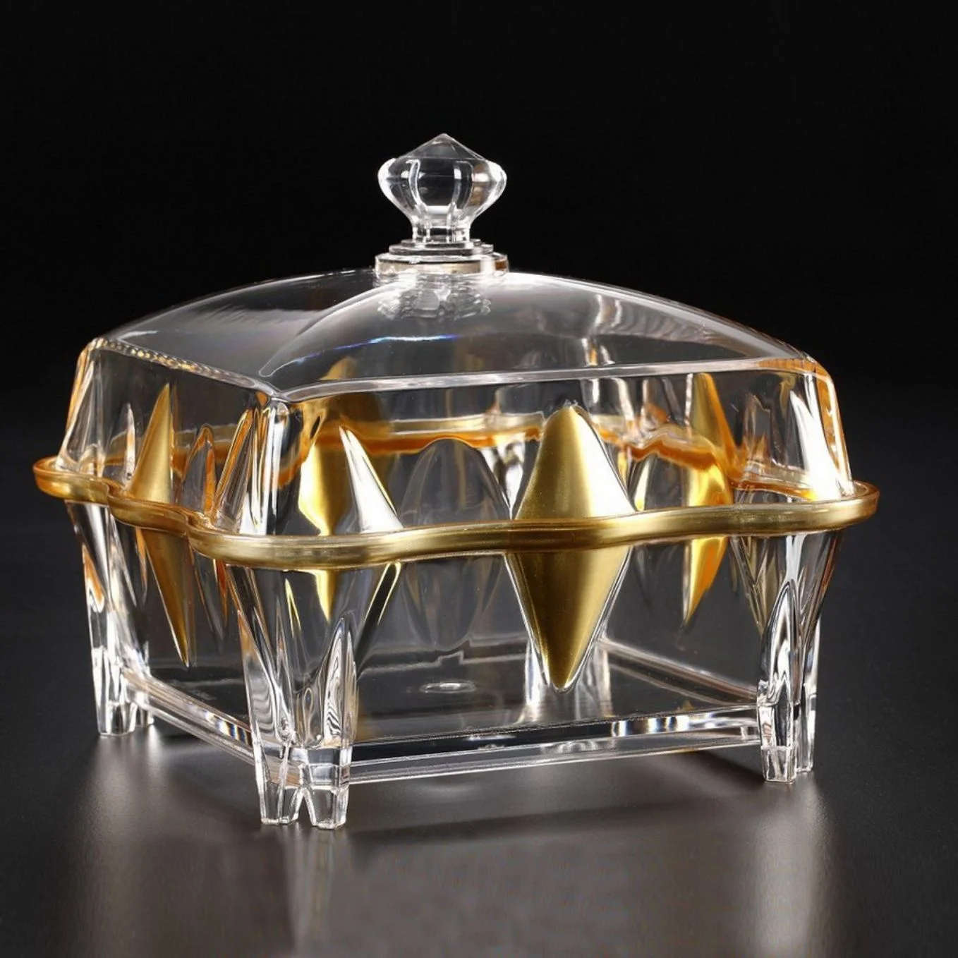 Gold Color Acrylic Sugar Candy Bowl with Lid