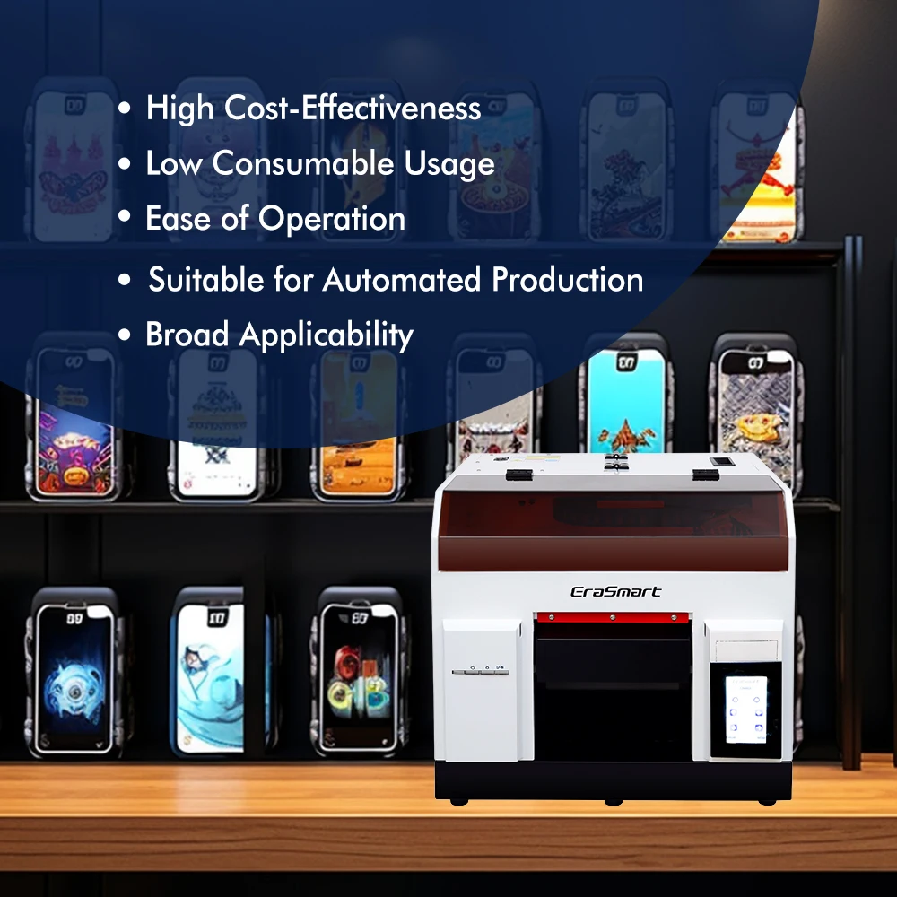Erasmart Hot selling a4 Custom Printer flatbed printer phone case printing machine PVC glass leather metal plastic a4 uv printer