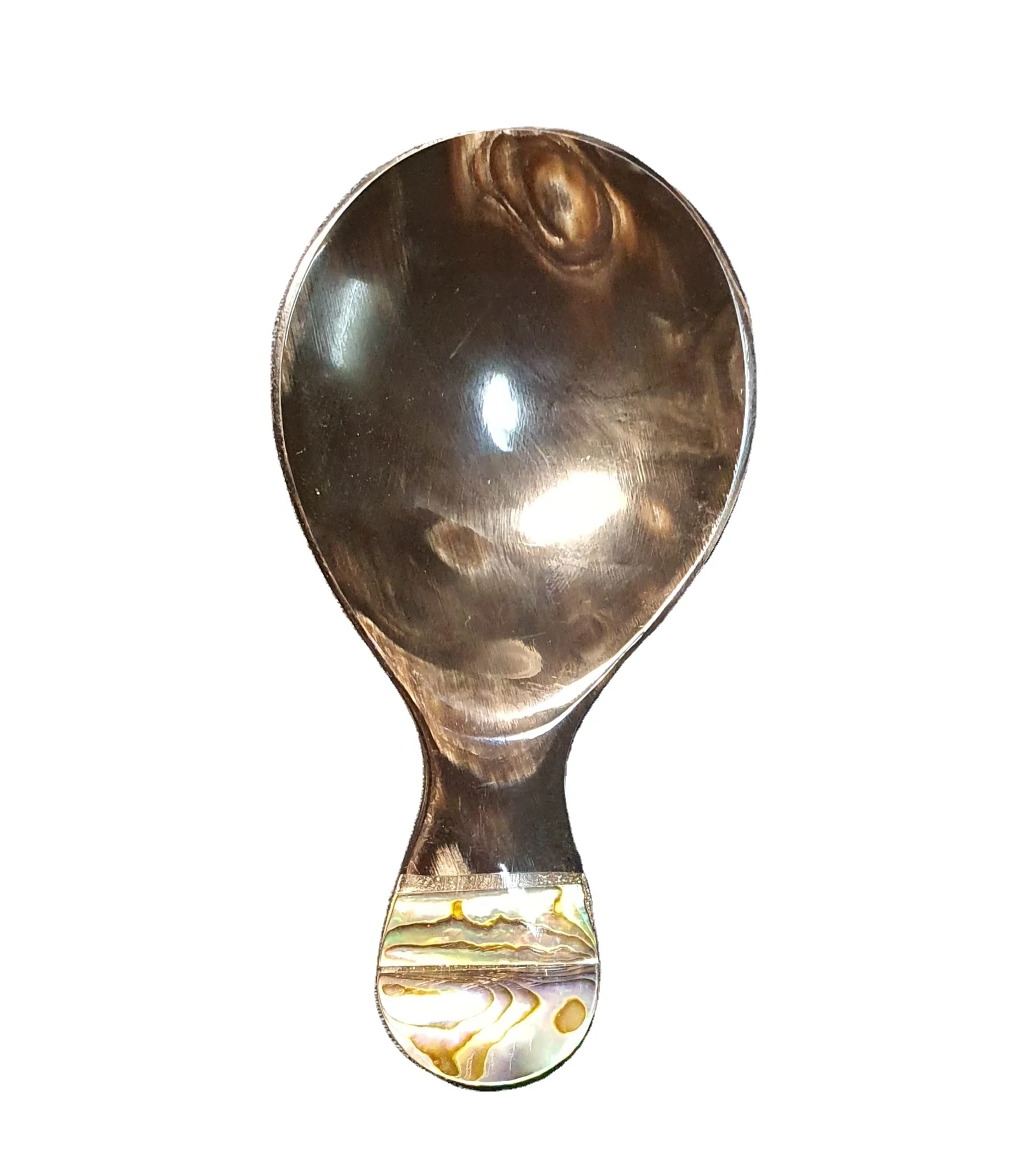 Vietcrafts Wholesale Exquisite horn and Nacre Mother Of Pearl Caviar Spoon with wooden handle For Fancy Dinner