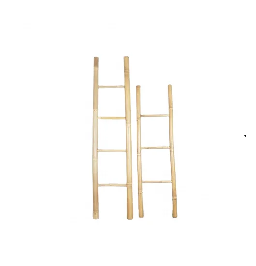 Black Bamboo towel ladder with 6 rungs  - Bamboo cloth ladder bathroom - Bamboo step ladder for bathroom furniture decoration