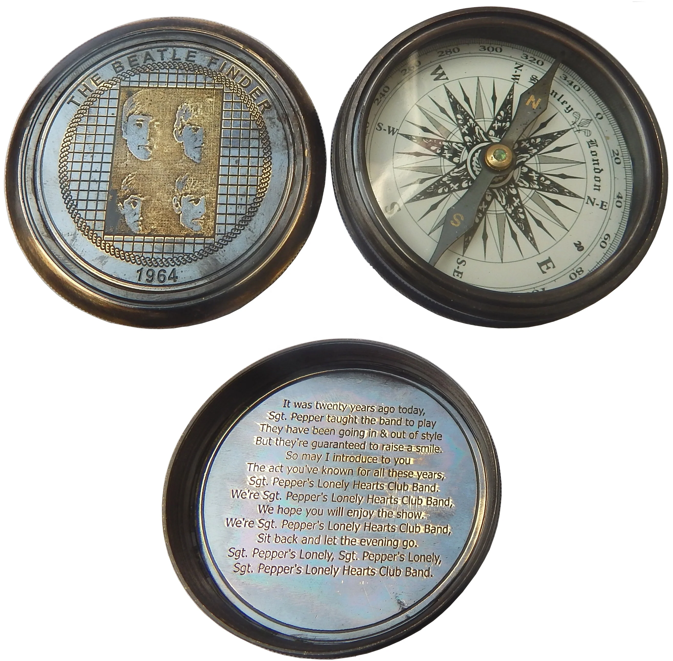 Top Selling Brass Antique Sundial Compass nautical vintage shiny brass compass high quality & royal navy compass