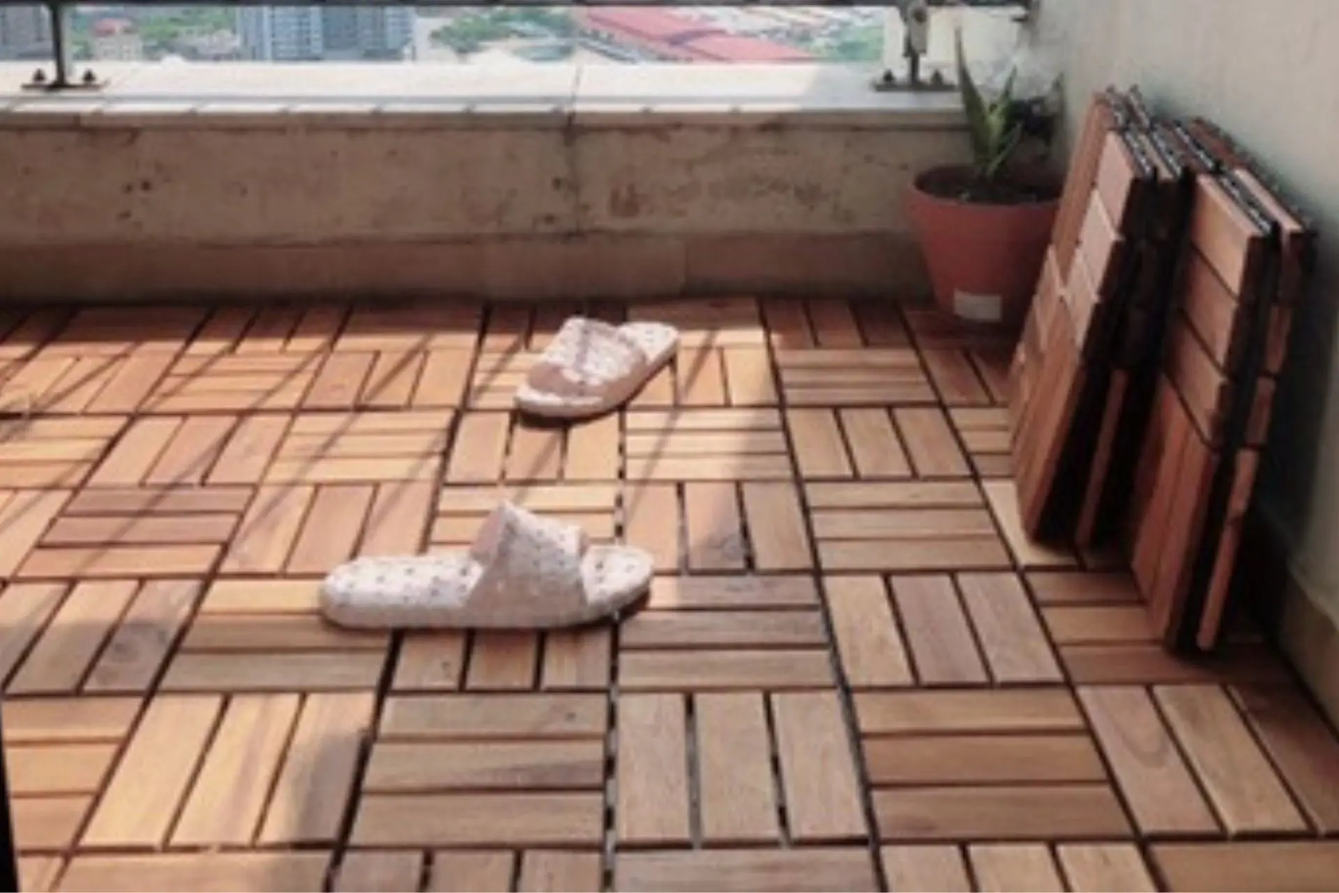 Nawoo - Outdoor Indoor Wood Deck Tiles Diy Interlocking Floor Easy Install Flooring Acacia Deck Tile 12 slats 24 mm thick
