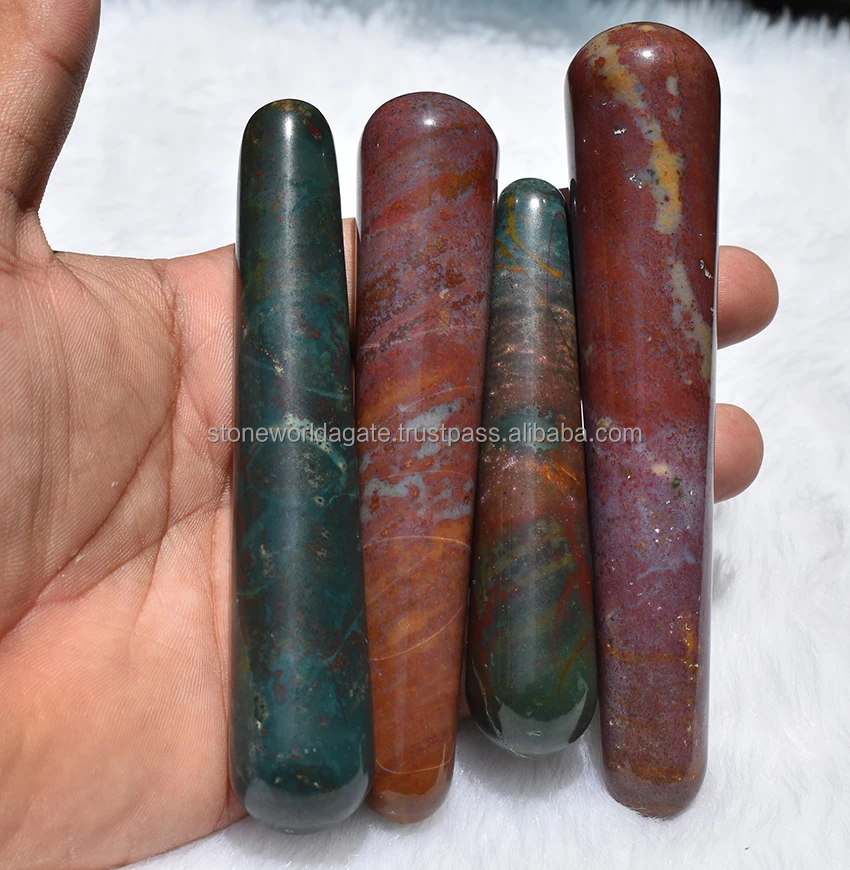 Crystal Bloodstone Massage Wand, Smooth Polished Wand Massager Wholesale Bloodstone Wand for Sale Form Stone World Agate Natural
