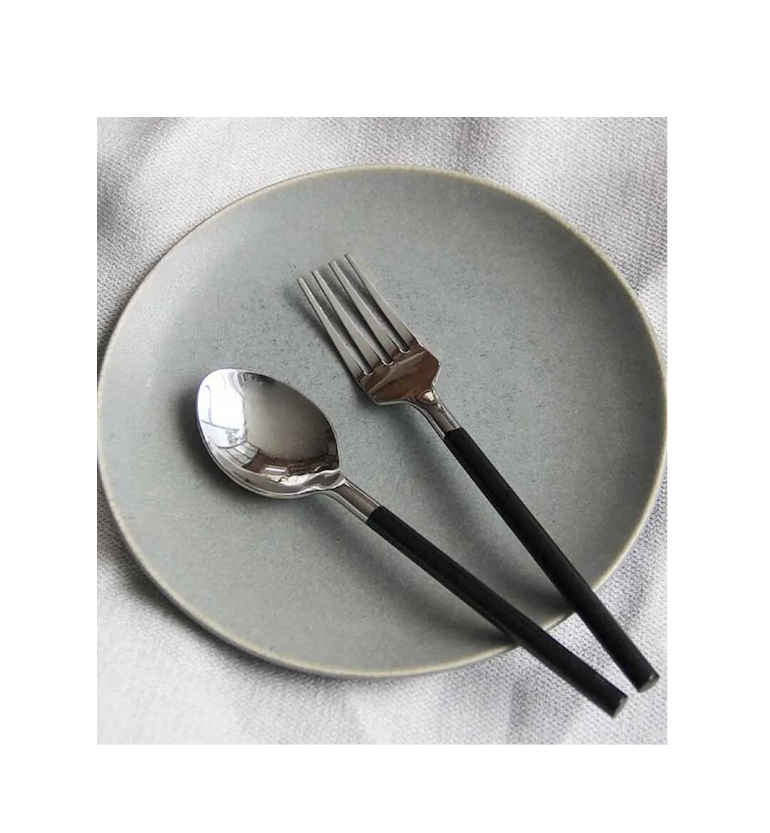 Spoon and Fork Set of 2 Single Tone Premium Glossy Cutlery Portability Stainless Steel Knife Pieces Manufacturer Wholesaler