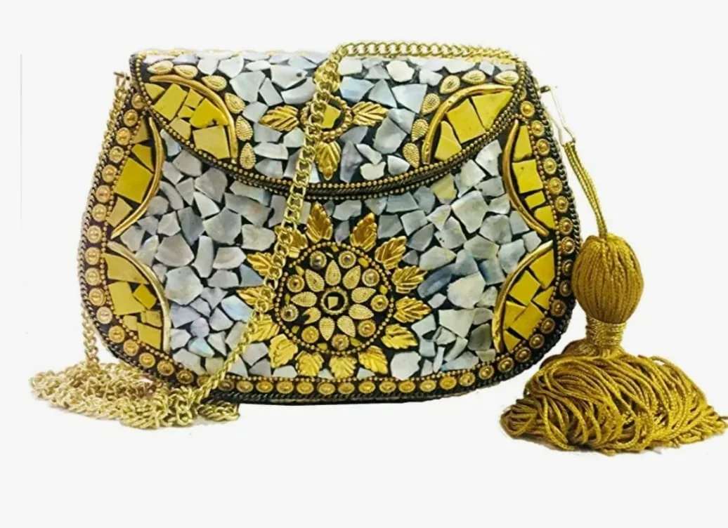 wholesale highest quality handcrafted polished Beautiful customized  mother of pearl fashion handbag  for women from India ,