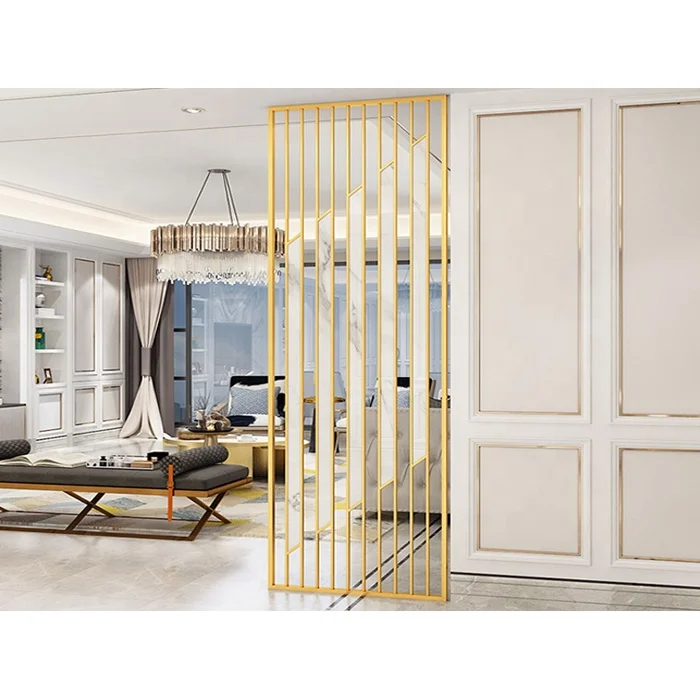 
High Quality Stainless Steel Gold Room Screen Custom Shape Gold Metal Divider Room 