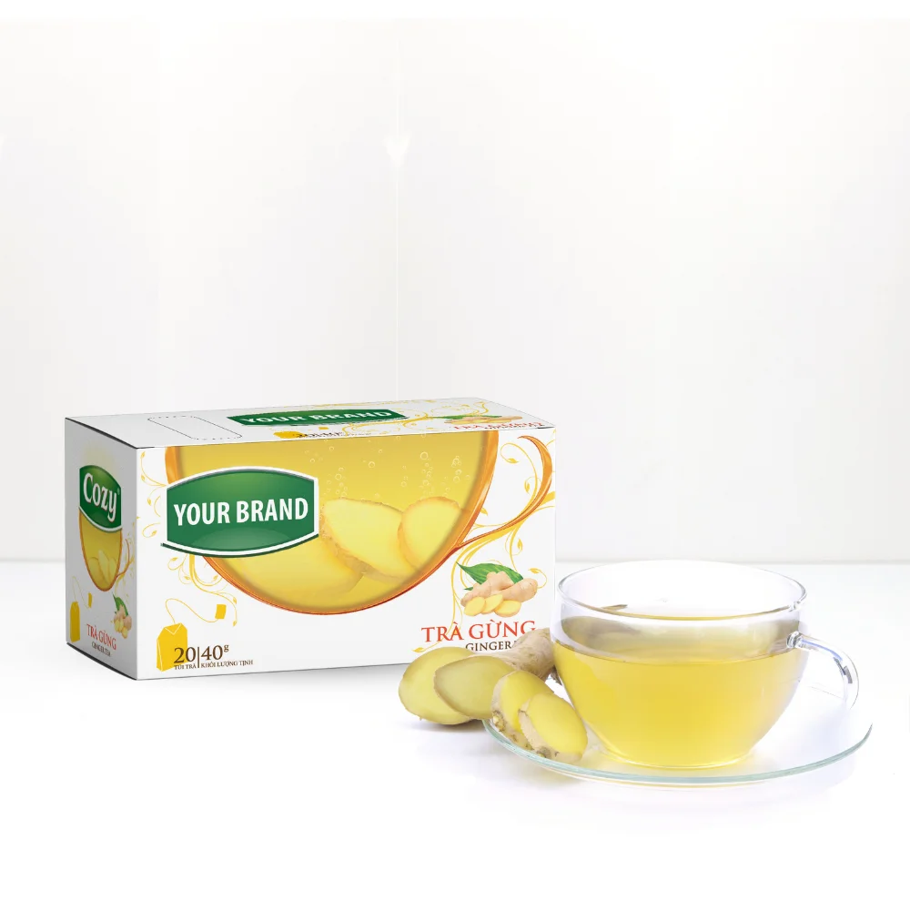 Wholesale Free Sample Biodegradable Tea Bags No Additives Ginger Tea Blends With String And Tag Tea Package