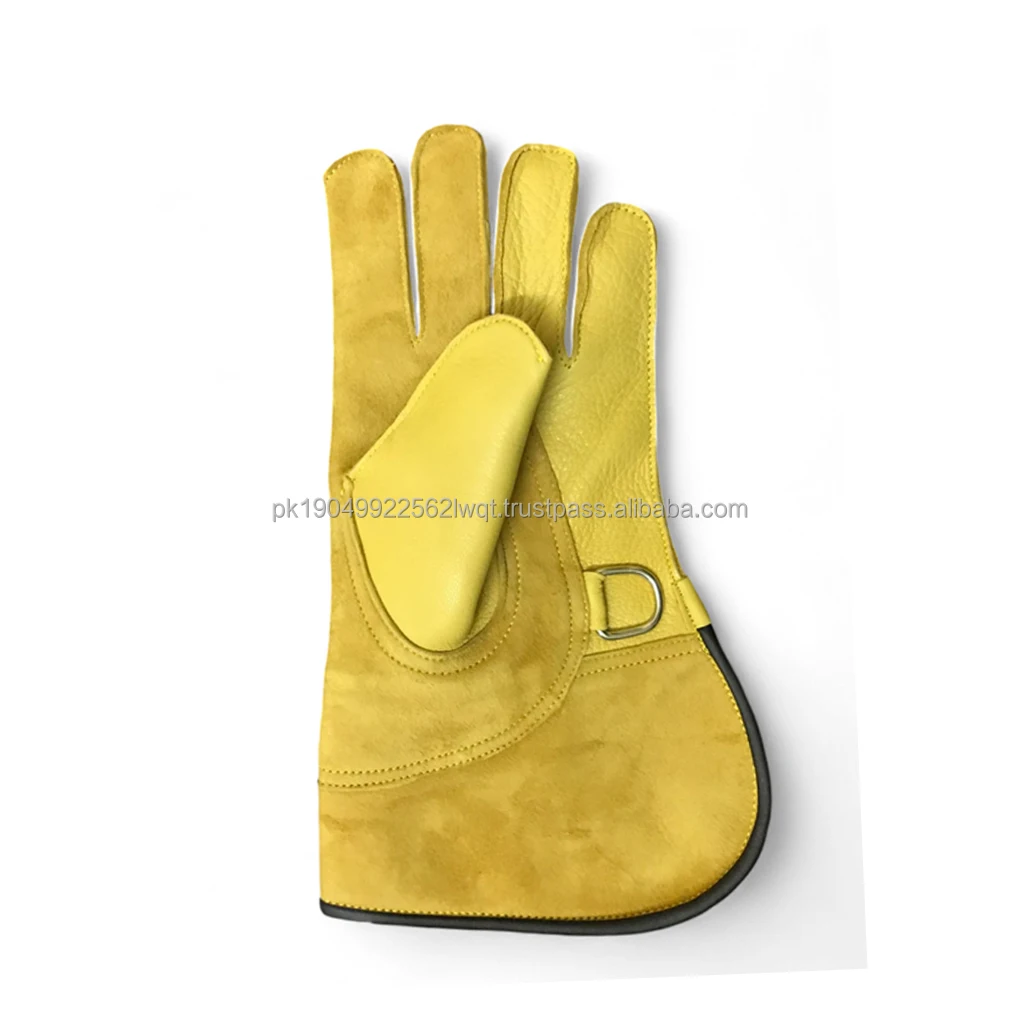 Soft Leather 30cm Long  Style Falconry Deer Leather 30cm Long Glove Double Layer Premium Quality handmade Outdoor Training Glove