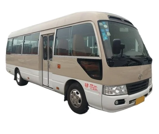 Original Japanese Used Toyota Coaster Bus for Sale, 30 Seats Diesel 1hz Engine Leaf Spring Suspension 6 Cylinder