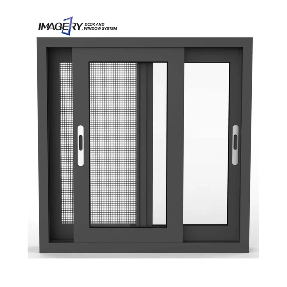 New 80 series thermally broken double glazed aluminum profile sliding window with mosquito net for houses