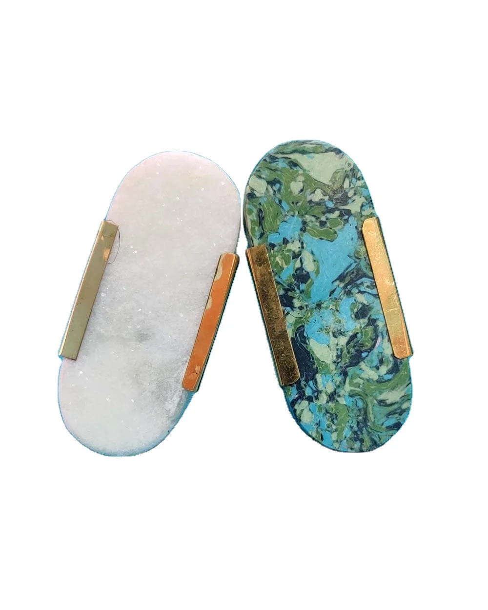 Wholesale New Australian Standard Luxury Stone Drawer Knobs  Brass Finished Cabinet Pulls in Customized Size Furniture Handles