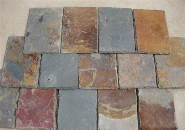 Chinese rectangular natural multicolor slate roof covering stone roofing tiles