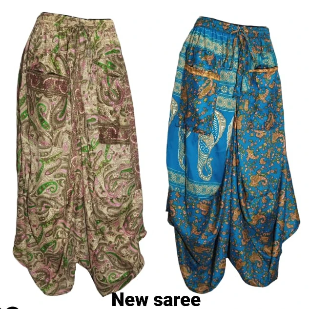 New Long Silk Saree Jullar Floral Print Skirt -Spanish dance frill Boho skirt -Western style  Tiered Multi Color  long skirt