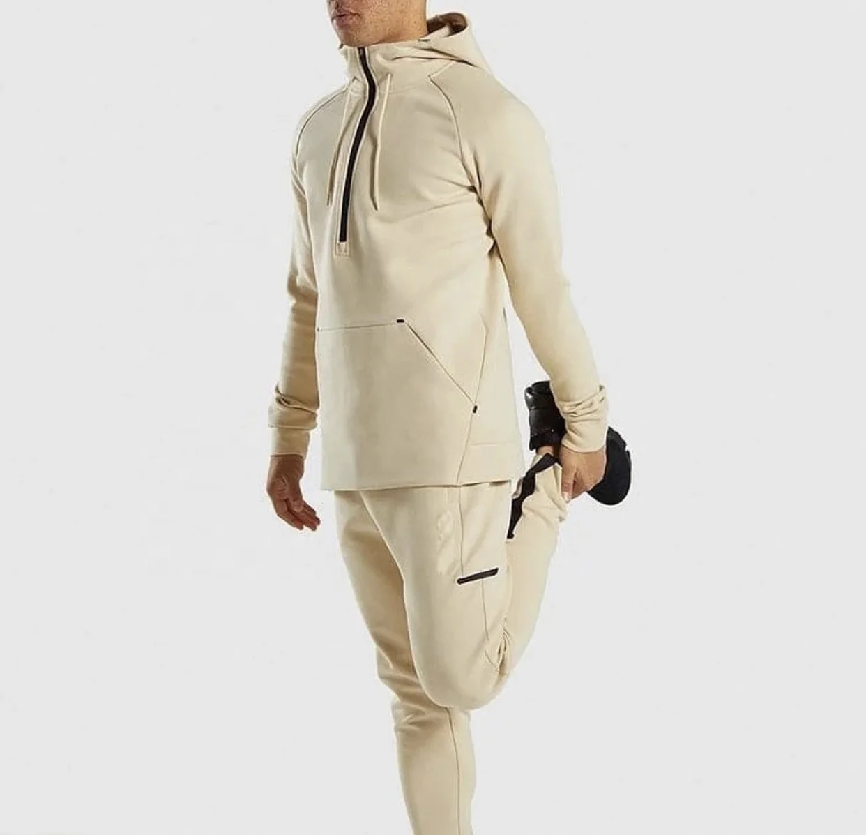 Wholesale Factory Made High Quality Fitted Tracksuits Custom Men Fashion zipper Hooded Suit Four Season Thick Plain Jogging Suit