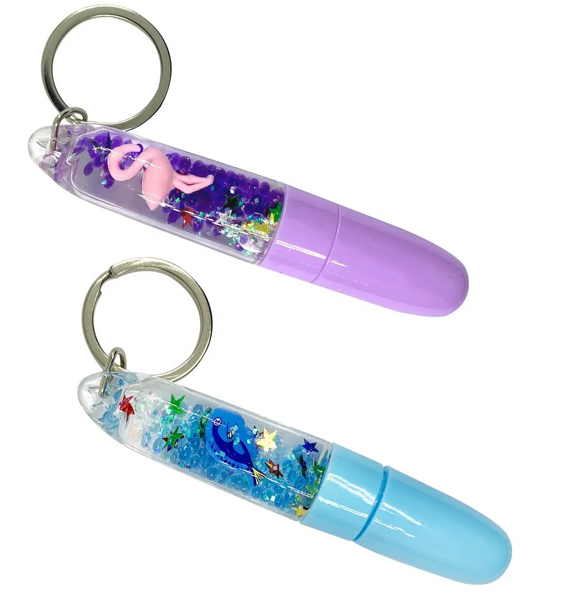 Decorative Glitter Beads Liquid Motion 3D Floater Pen Keychain School Supplies Pen