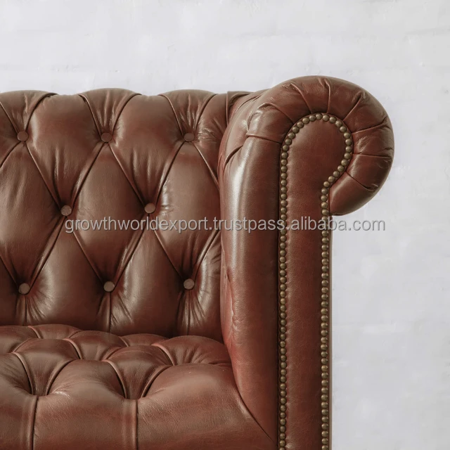Chesterfield Brown Hot multi Seater Leather Sofa Chesterfield Restaurant Sofa Hotel Furniture Modern cafe home Furniture 2024