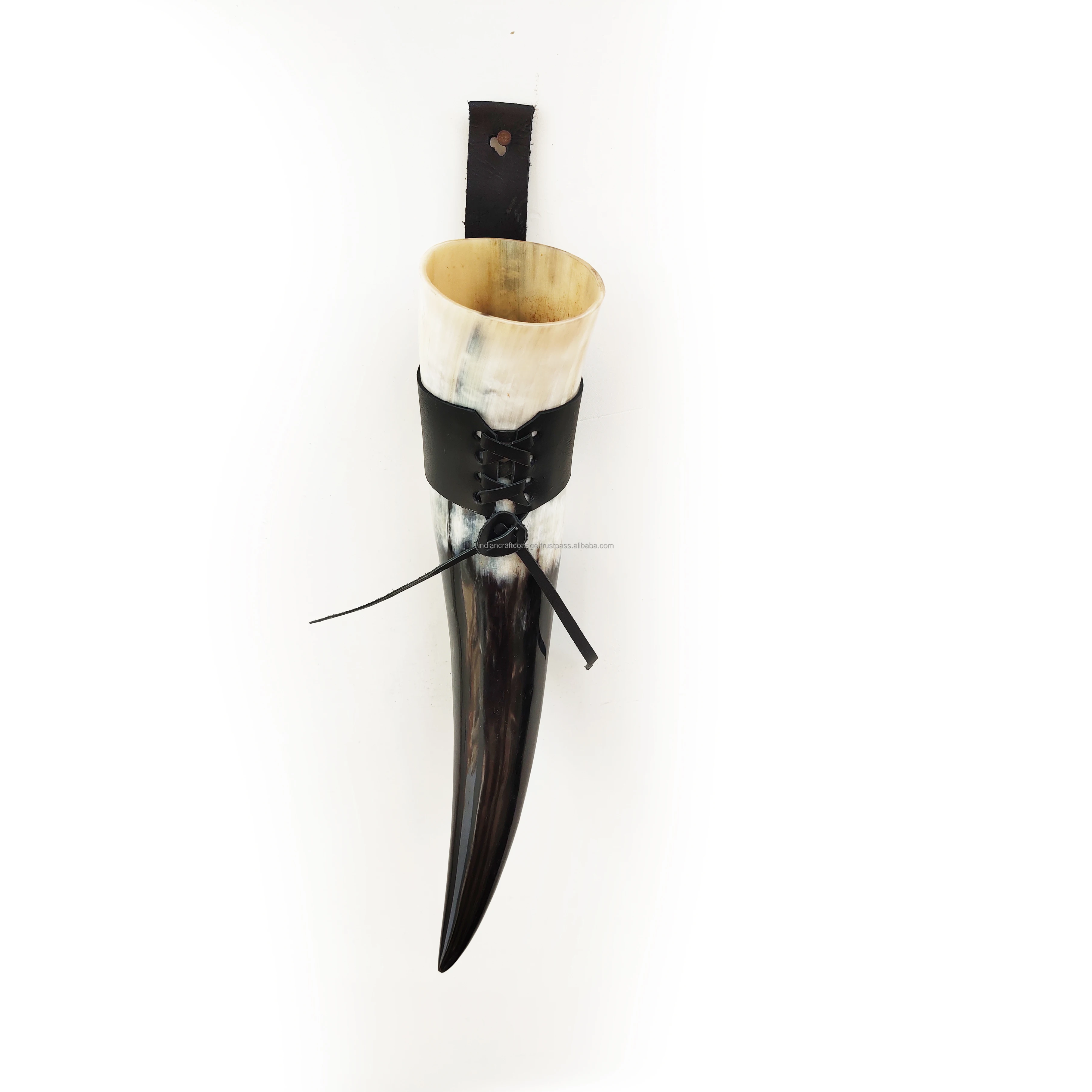 Natural Drinking Horn with leather holder / Viking Horn