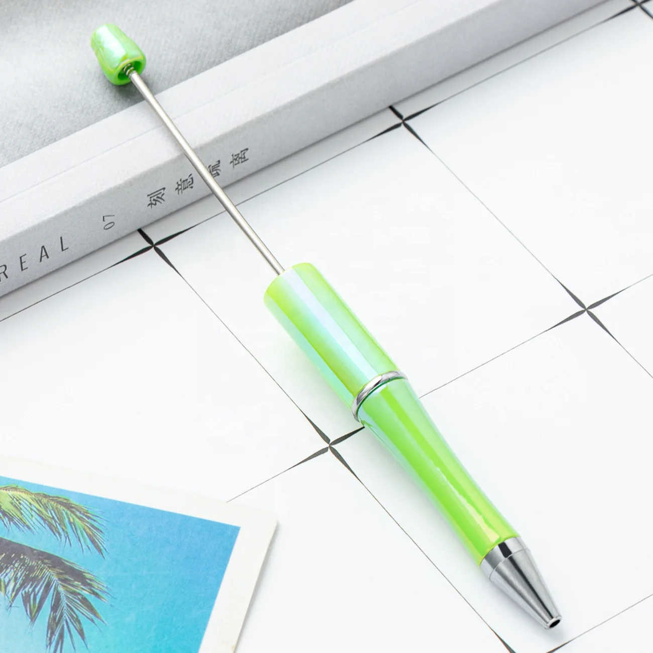 Bulk DIY Present Kids Students Office School Supplier Colorful  Plastic UV Blending Rainbow Acrylic Beadable Ball Pen Bead Pens