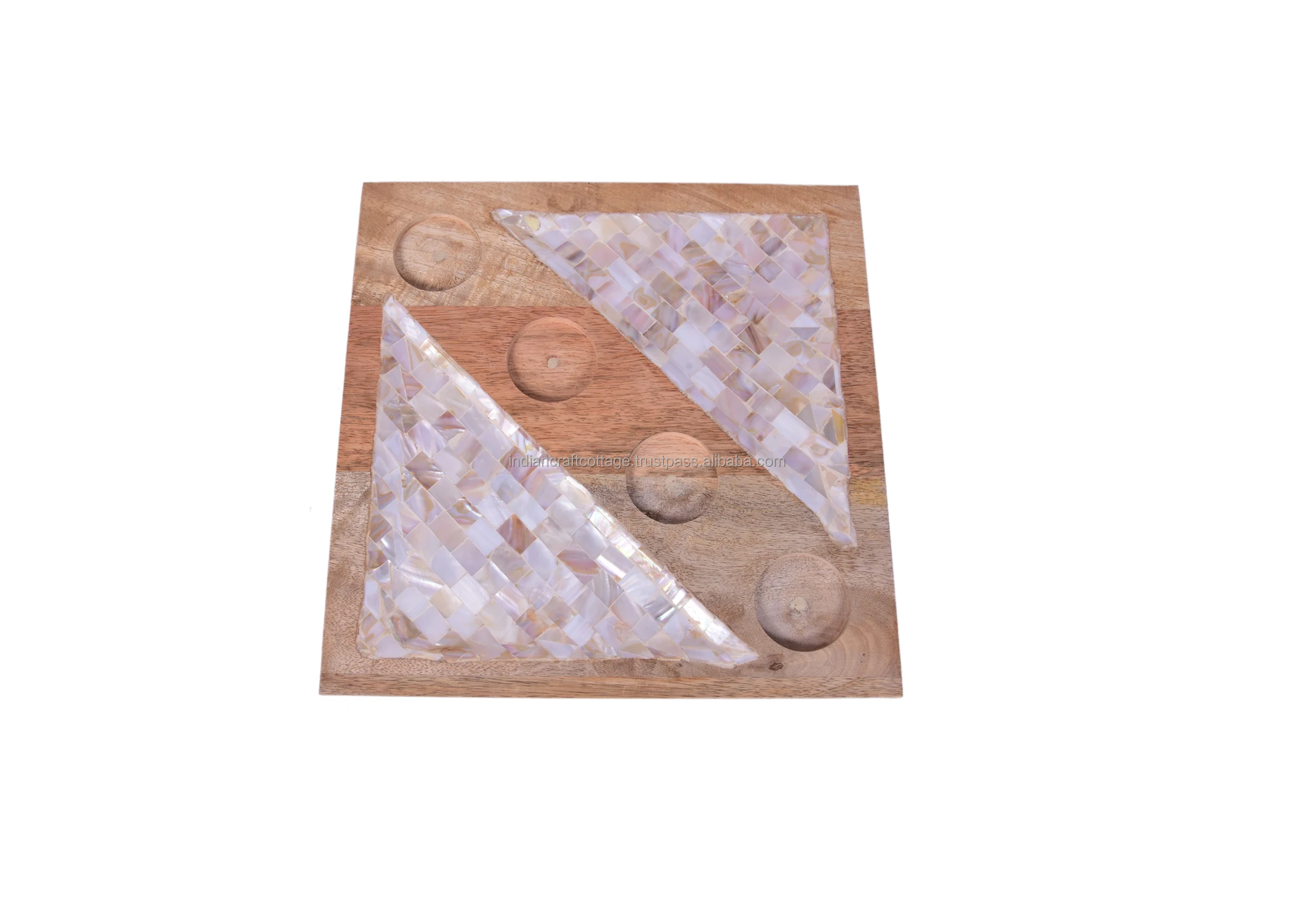 Mother of Pearl wooden snack platter Round serving tray Rustic platters Serving platters with four Bowls