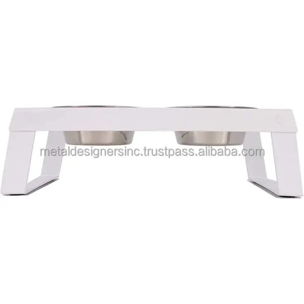 Elevated Dog Bowls for Small Dogs Foldable Metal Shelf Raised Dog Bow Standing Feeder 2 Stainless Steel Bowls and Non-Slip feet