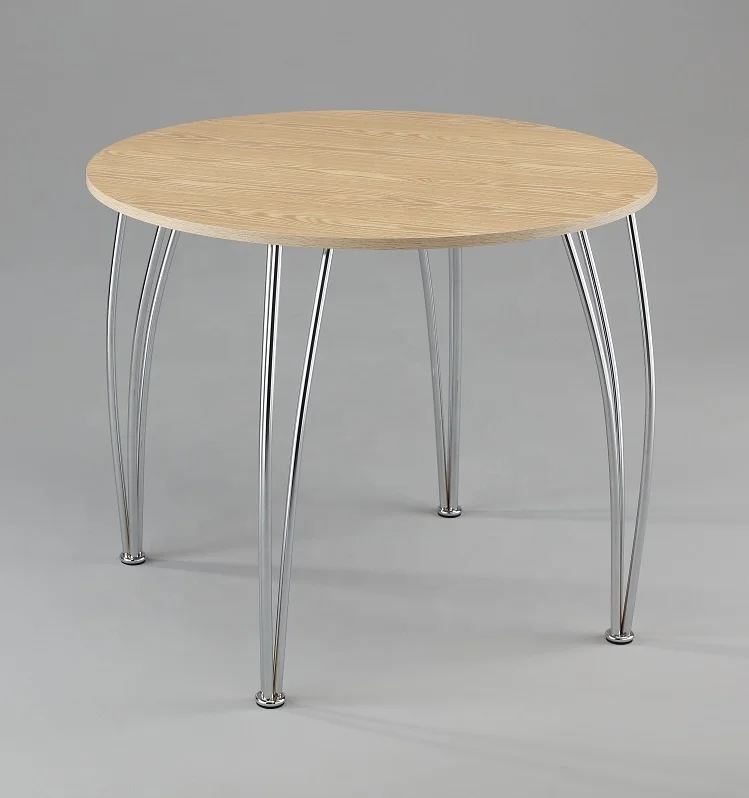 Round Wood Metal Dining Table
