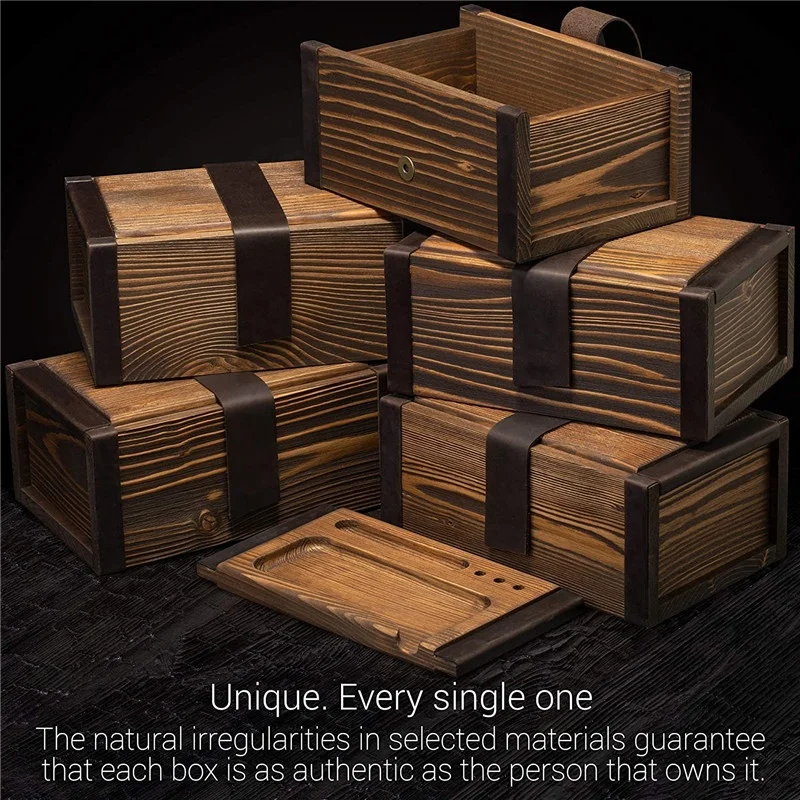 Walnut Stash Box Kit with Lock Luxury Wooden Stash Box with Rolling Tray