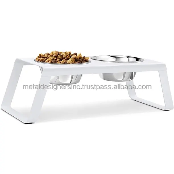Elevated Dog Bowls for Small Dogs Foldable Metal Shelf Raised Dog Bow Standing Feeder 2 Stainless Steel Bowls and Non-Slip feet