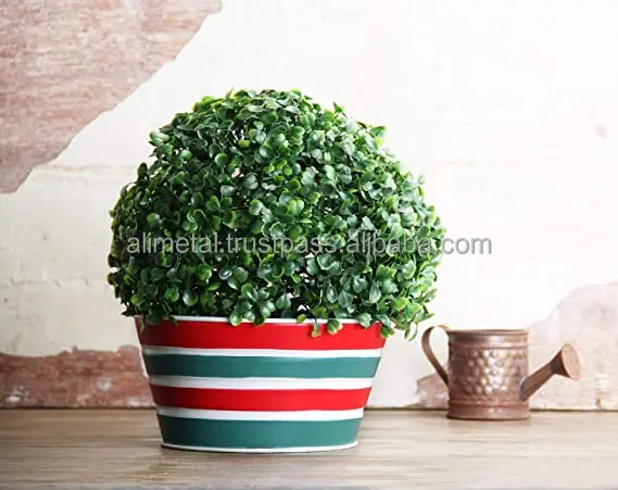 Customizable Modern Design Printed Metal Iron Planter or Metal Flower vase For Home And Garden Decoration