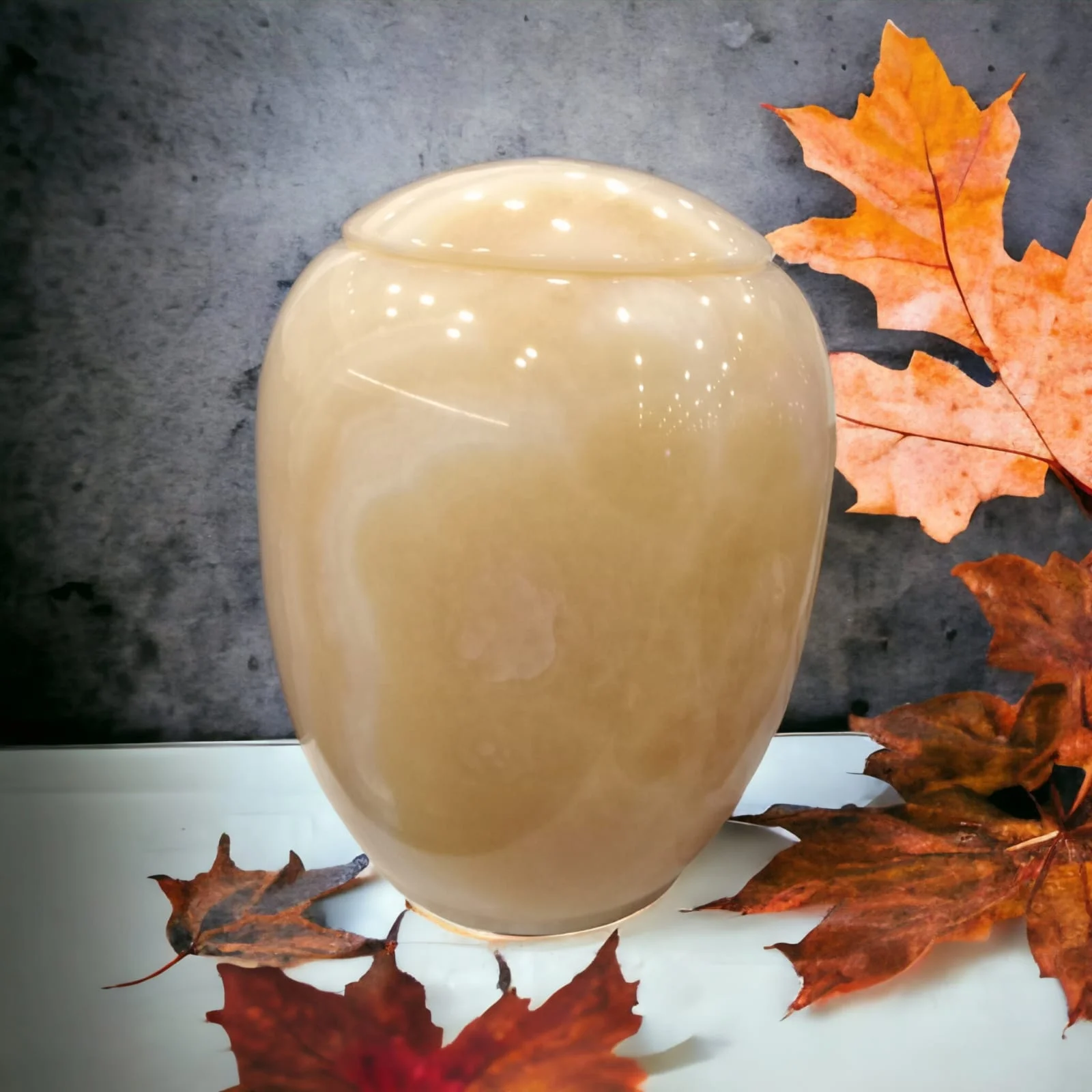 American Style Mango Onyx Urn for Adult Ashes Low Budget Funeral Cremation Memorial Colorful Marble Finish