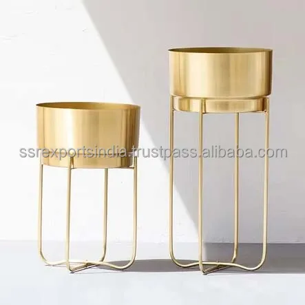 Vintage Metal Planters Stand Big Dead Matte Gold Colour Elevate your Interior Decor with this Elegant Planter Stand