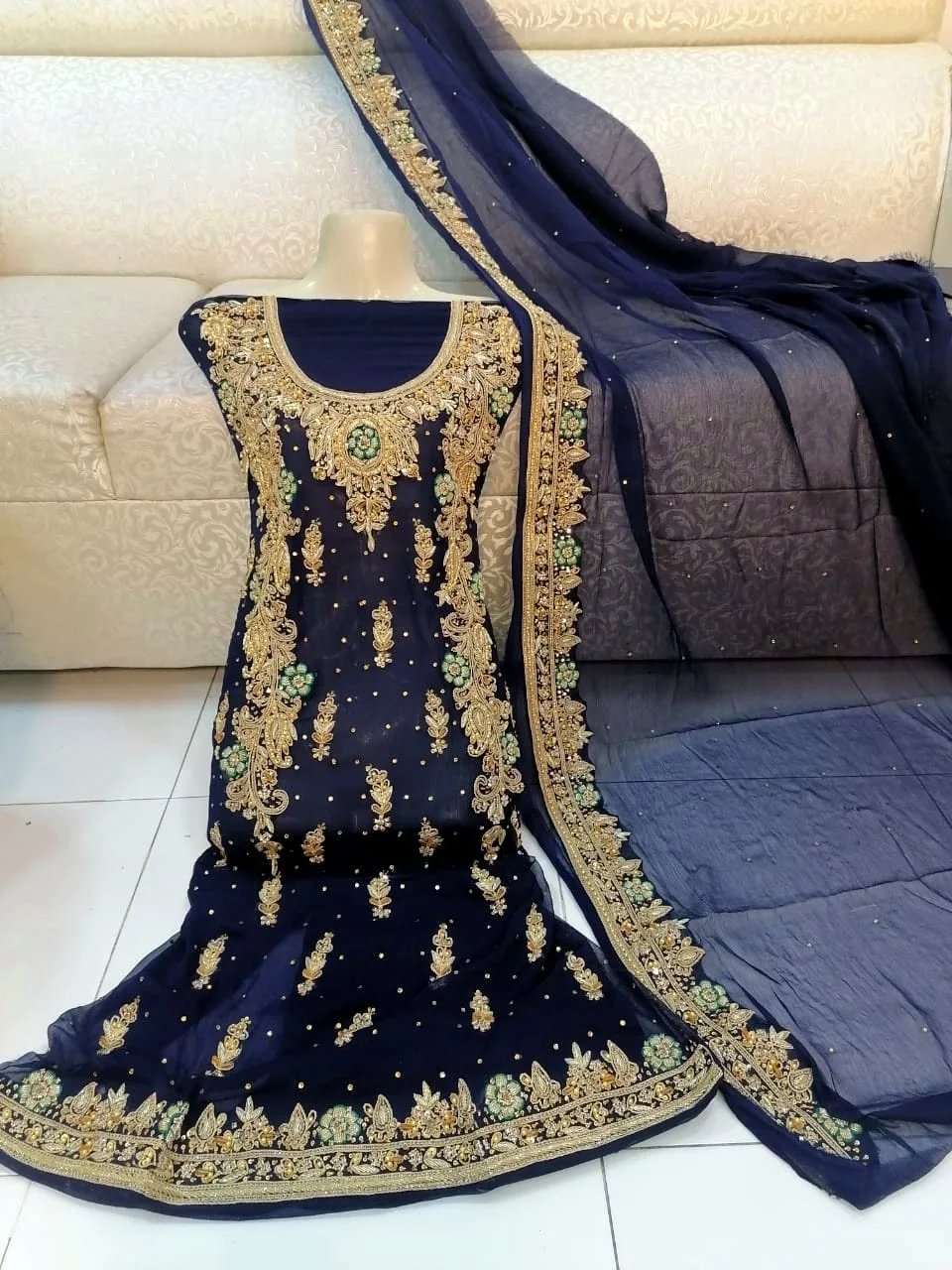 Salwar Kameez Suit Pakistani Indian Handwork Shalwar Wedding Chiffon Dress Hot Selling Dress 2022