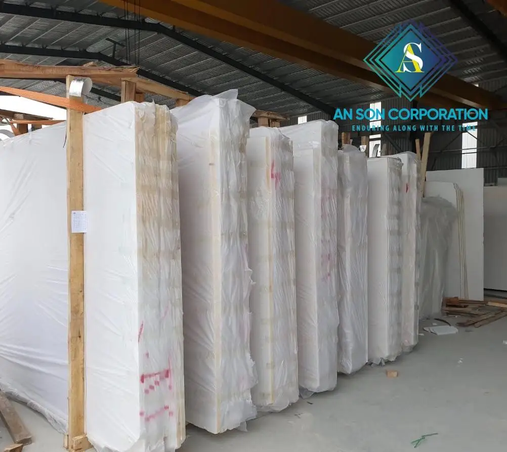 HOT SALE POLISHED WHITE MARBLE SLAB - TOP NATURAL MARBLE IN VIETNAM
