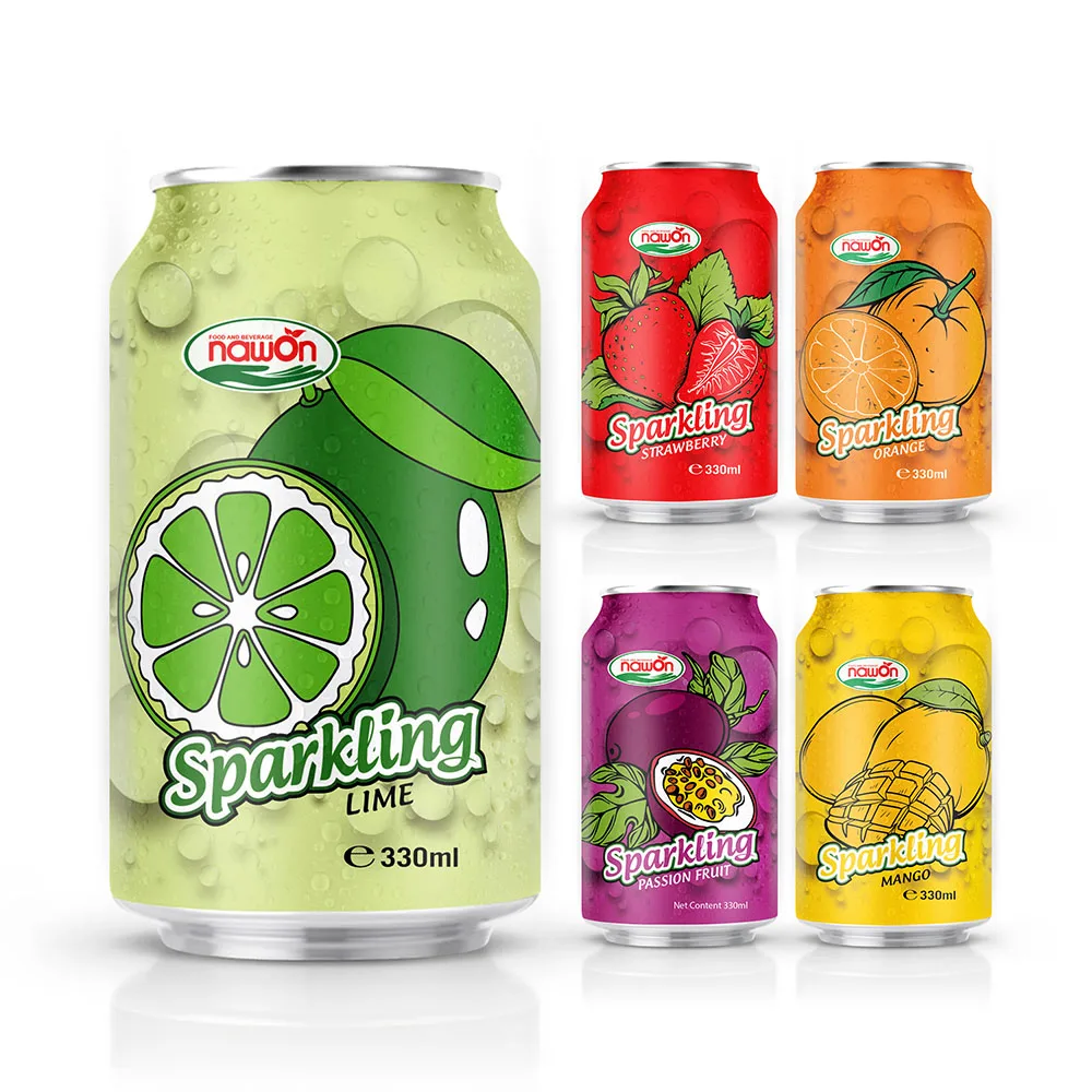 Vietnamese soft drinks wholesale price Soda Fruity Sparkling Juice Can Private Label Beverage NAWON Manufacturer GMP Certified