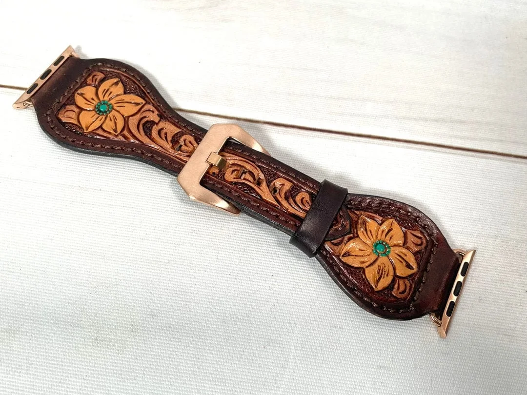 Best Selling Genuine Leather Watch strap band Hand Tooled Leather Watch band 2023 new gifts western gift business casual fashion