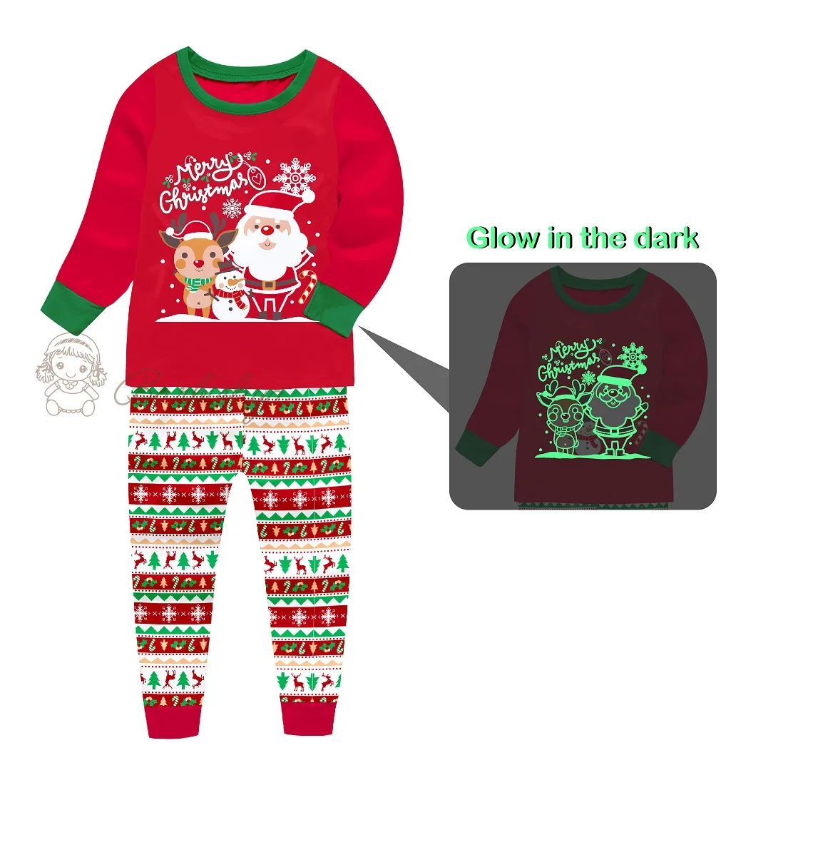 Barbieliya manufacturer design and sell butterfly pajamas girls sleepwear  glow in the dark kid pyjamas