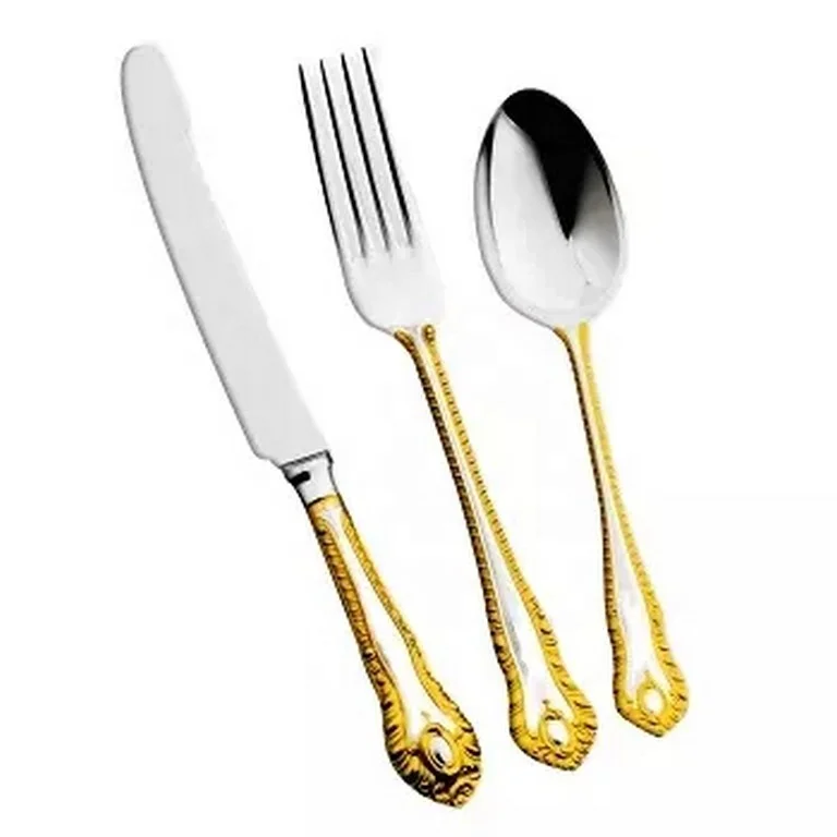 Decorative Spoon And Fruit Fork Gold & Silver Finishing Metal Cutlery Item Best Selling Handmade Decorative Cutlery Spoon And Fo