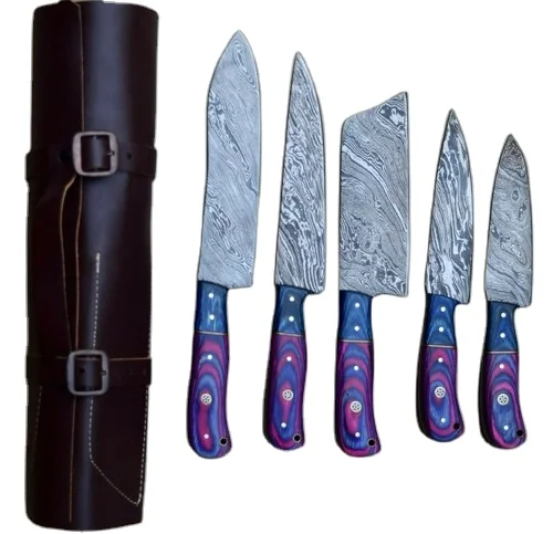 
Hot selling Custom Handmade Damascus steel Chef Knives Set Professional Chef Set 