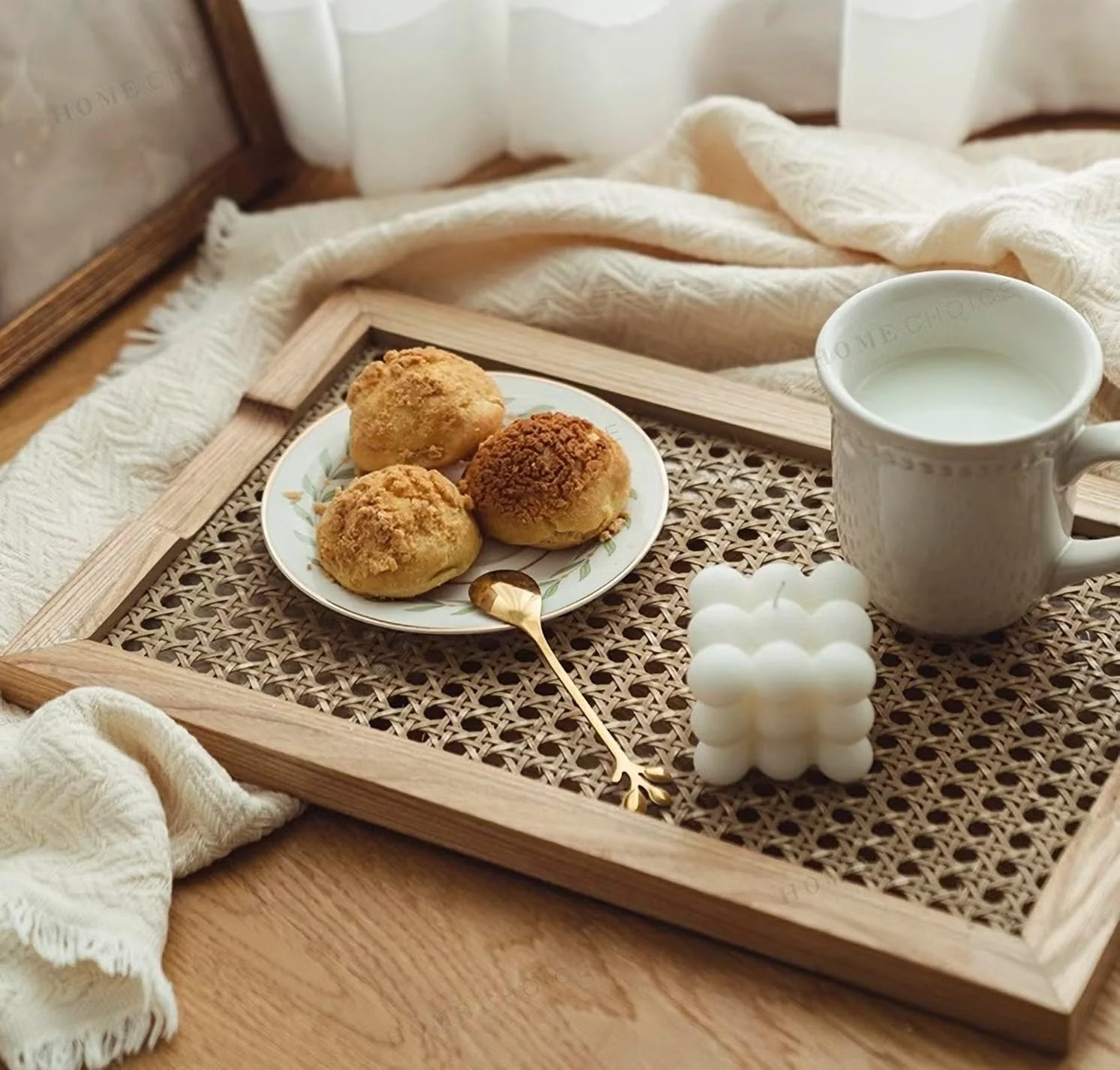 Wholesale Storage Trays Made Of Natural Rattan, Wooden Frame, Safe And Convenient For Users, Handmade From Vietnam