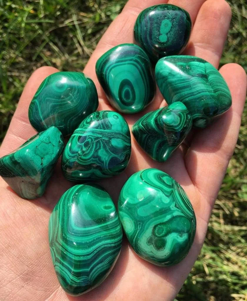 Natural Green Malachite Crystal Tumbled Stones Polished Malachite Crystal Tumbled Stones Malachite Healing Tumble Stone