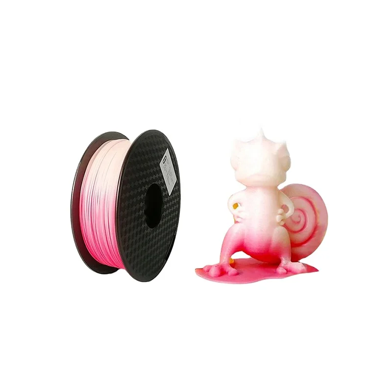 Heat reaction PLA PETG 3d filament supplier 1.75mm 1kg 3d printing consumables factory pink to white 3d printing material