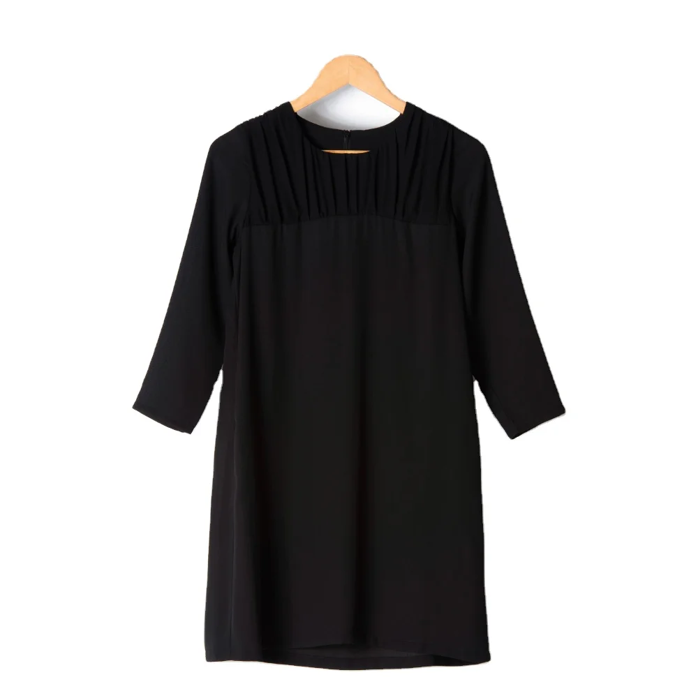 OEM ODM Black Elegance Shirring Dress Manufacturer For Ladies Woman