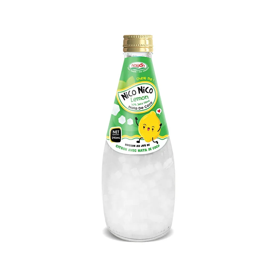Нико лимонный сок с Nata De Coco кокосовое Желе Напиток в стеклянной бутылке 290 мл от фабрики хорошая цена Binh Duong Viet Nam