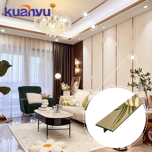 Stainless Steel Decorative Profile 304 T Shape Metal flooring Tile Strips Wall Ceramic Tile Accessories For Wall Decoration