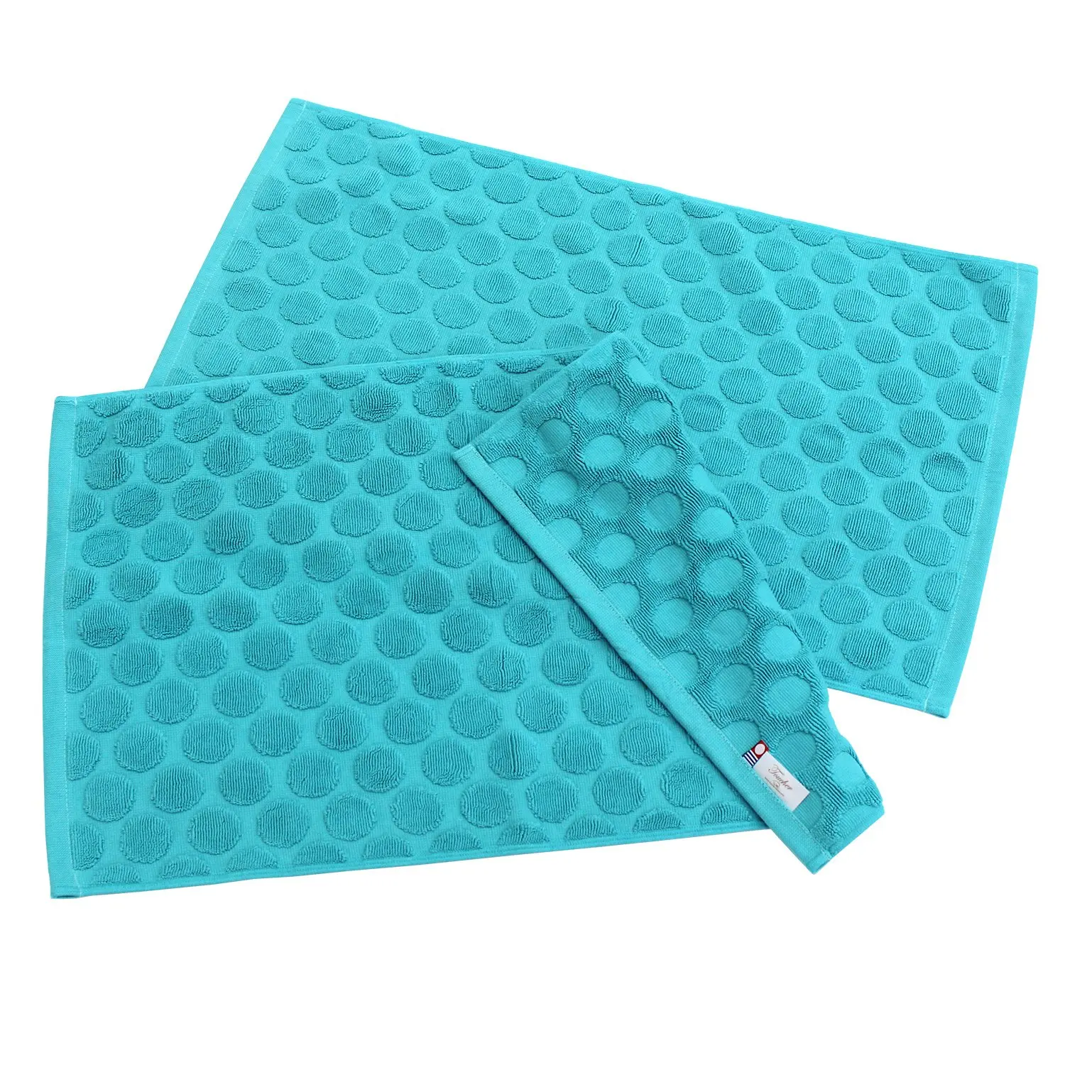 [Wholesale Products] HIORIE Imabari Brand Polka Dot Pattern Bath Mats 40*60cm 750GSM 100% Cotton Machine Washable Cute Sky Blue