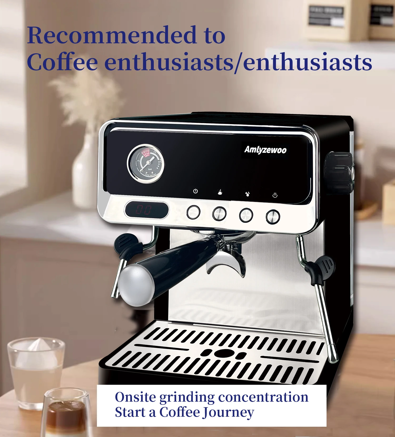 20 Bar Commercial and home Espresso Machine, Coffee Makere for Cappuccino, Latte, Espresso with Milk Steamer 1450W, Italian pump