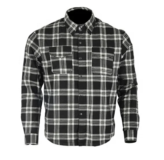 Biker racing jacket protection new cafe racer flannel cotton shirts OEM custom street stunt bikers Lumberjacks block style shirt