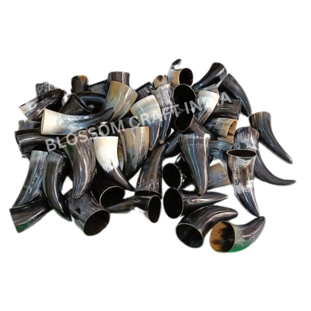 New Viking Drinking Horn Genuine Cow Handcrafted Engraved Drinking Horn with Goat Holders For Mead Ale Agate For Gifting