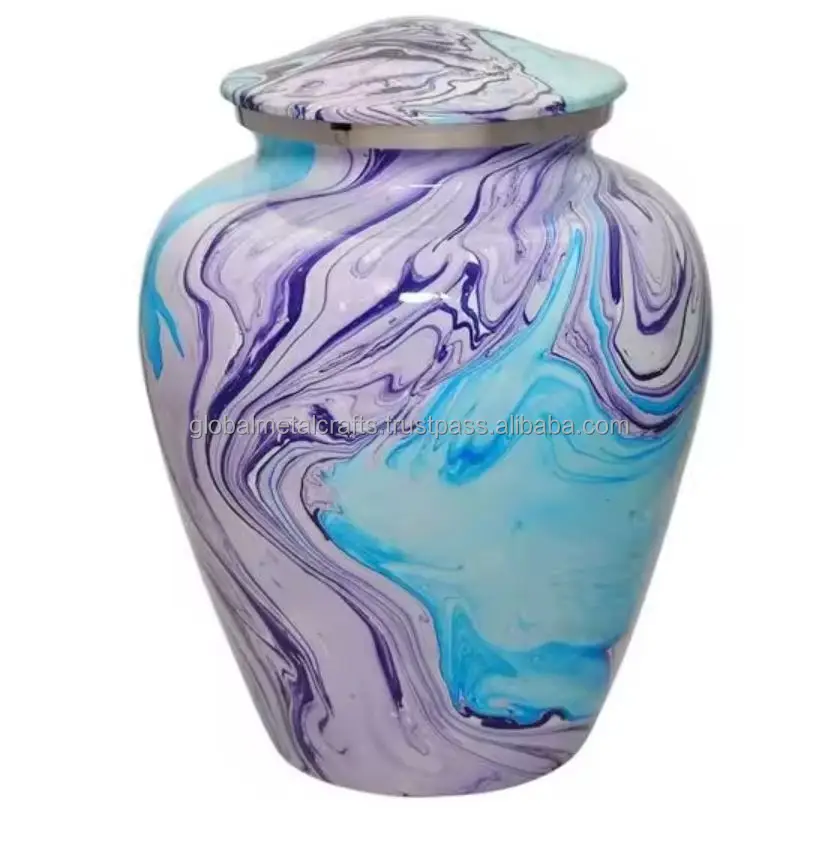 Aluminium Cremation Urns Onyx Expensive Look Glossy Finished Cremation Funeral Urns for Human Adult and Pets Ashes Memorial Urn