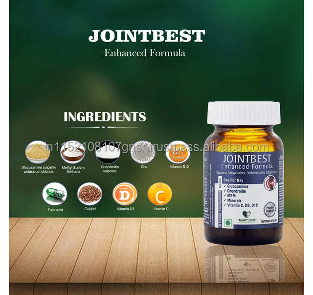 HealthBest Jointbest Joint Health Support Supplement Glucosamine Chondroitin Msm with OptiMSM Ultra Bone & Joint Strength