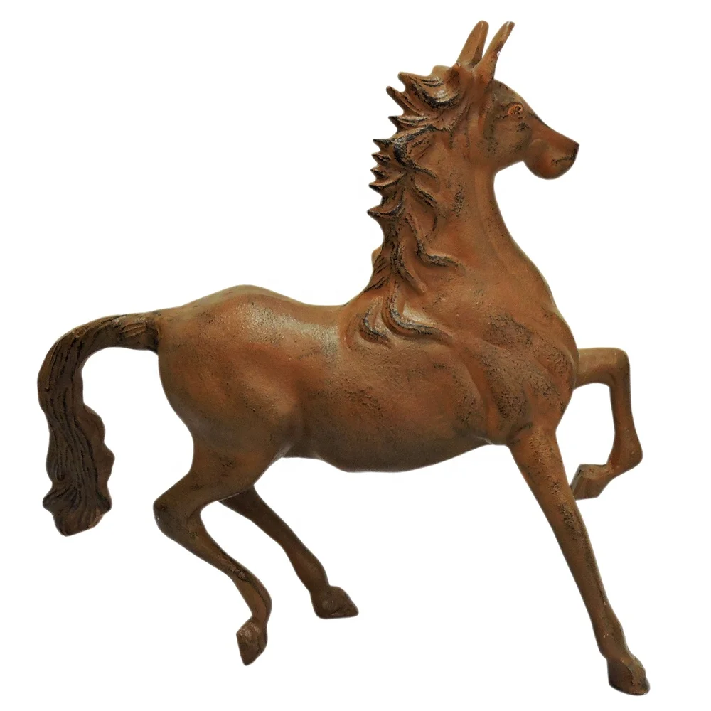 Домашний Декор миниатюрная фигурка лошади из алюминия металлическая статуя лошади коричневого цвета для домашнего и офисного декора